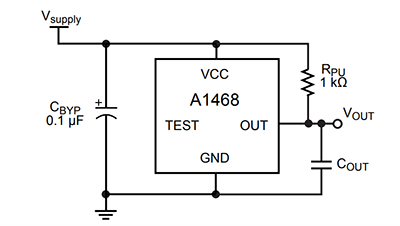Application Circuit Diagram - Allegro MicroSystems A1468 3-Wire Differential Peak-Detecting Sensor IC